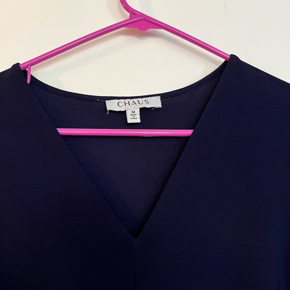 Chaus Navy Blue Wrap Tie Front Dress - Picture 3 of 6